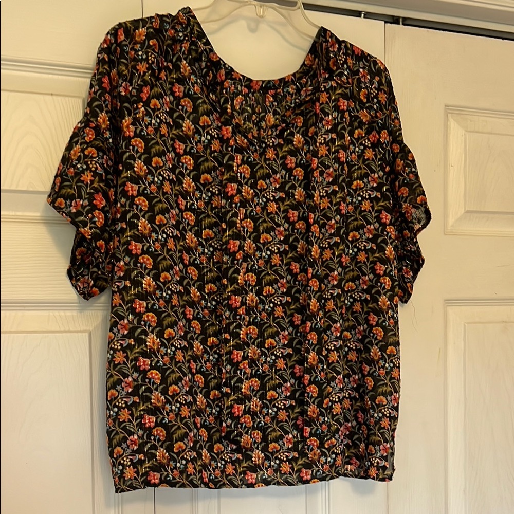 Floral Black Top